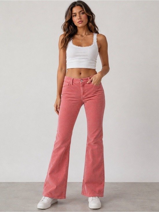 wild fable Pants - Wild Fable Pink Corduroy Flare Pants Women’s Size 12 Low Rise Stretch Retro Y2K
